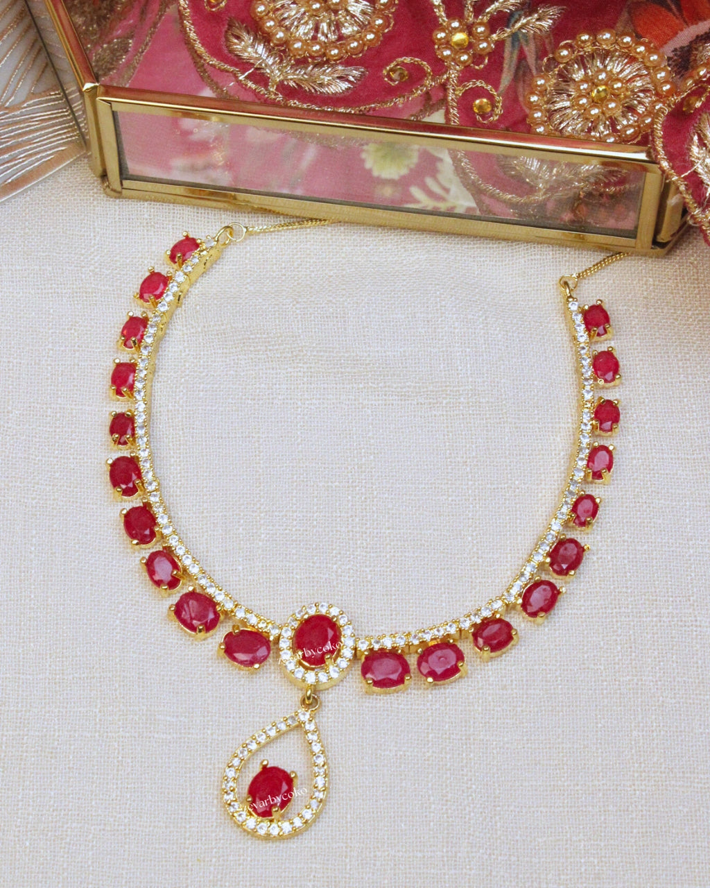 COKO's American Diamond Zircon Necklace set - Vanita