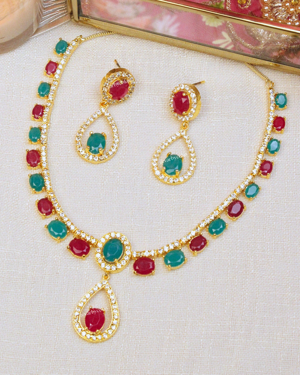 COKO's American Diamond Zircon Necklace set - Vanita