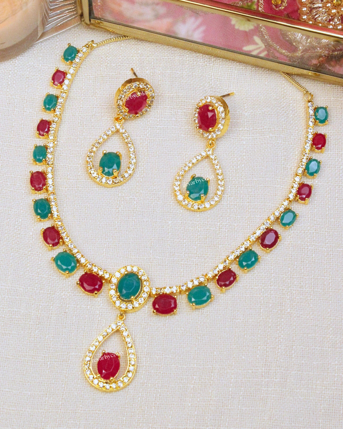 COKO's American Diamond Zircon Necklace set - Vanita