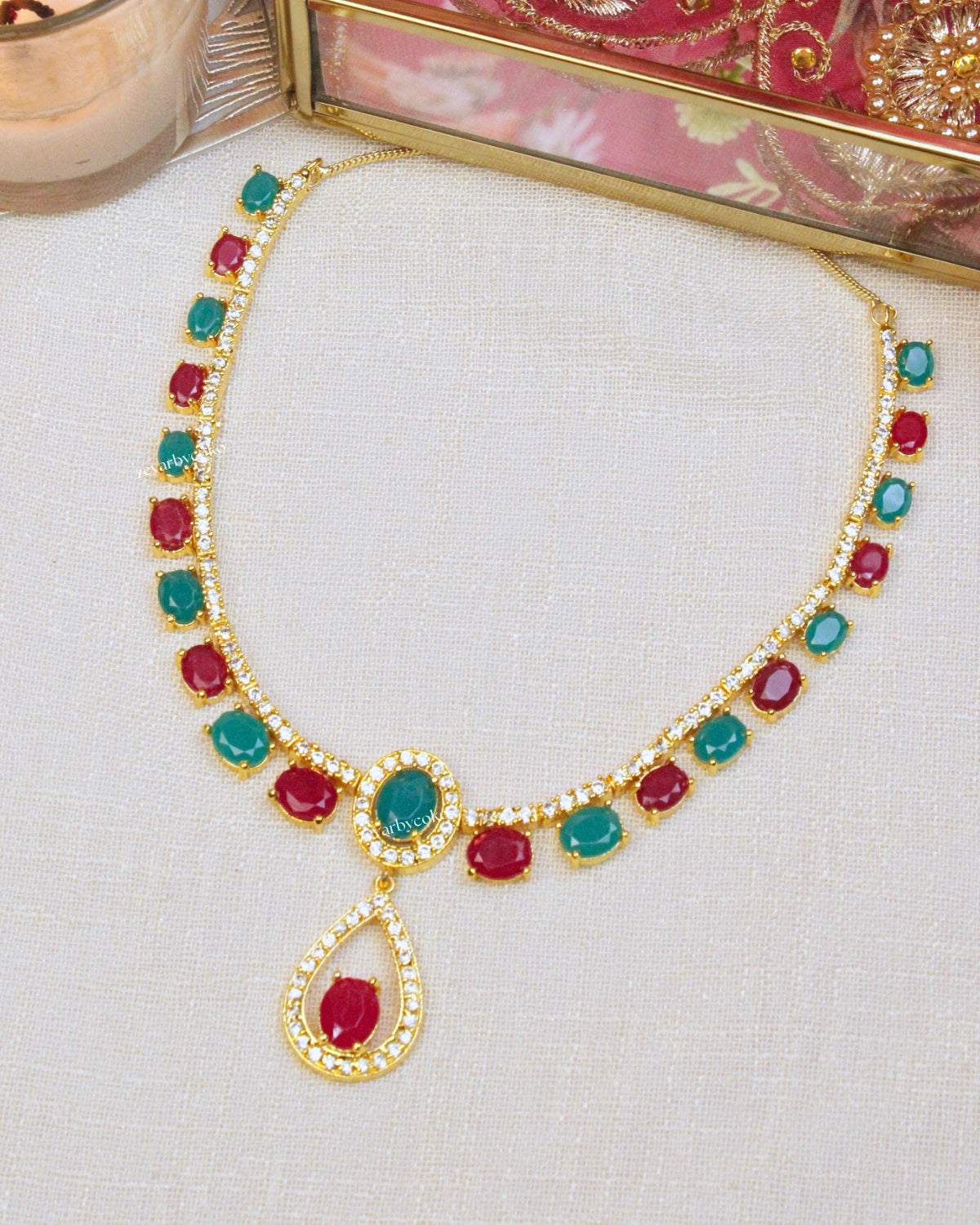 COKO's American Diamond Zircon Necklace set - Vanita