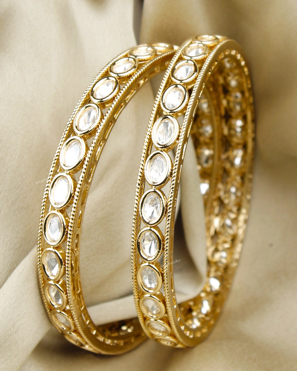 COKO's Moissanite Polki Bangles Set of 2 Mita