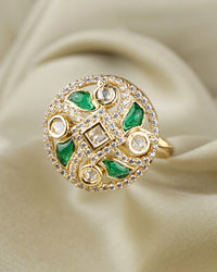 COKO's Kundan Polki Adjustable Ring-Rubina