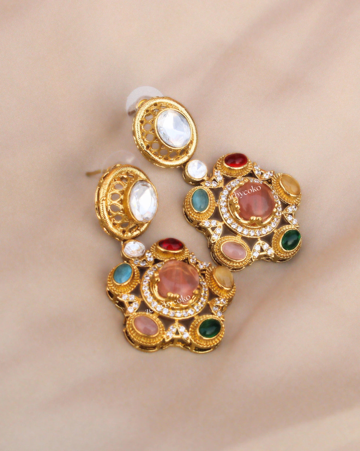 Coko's Sabya Inspired Navratna Necklace Set
