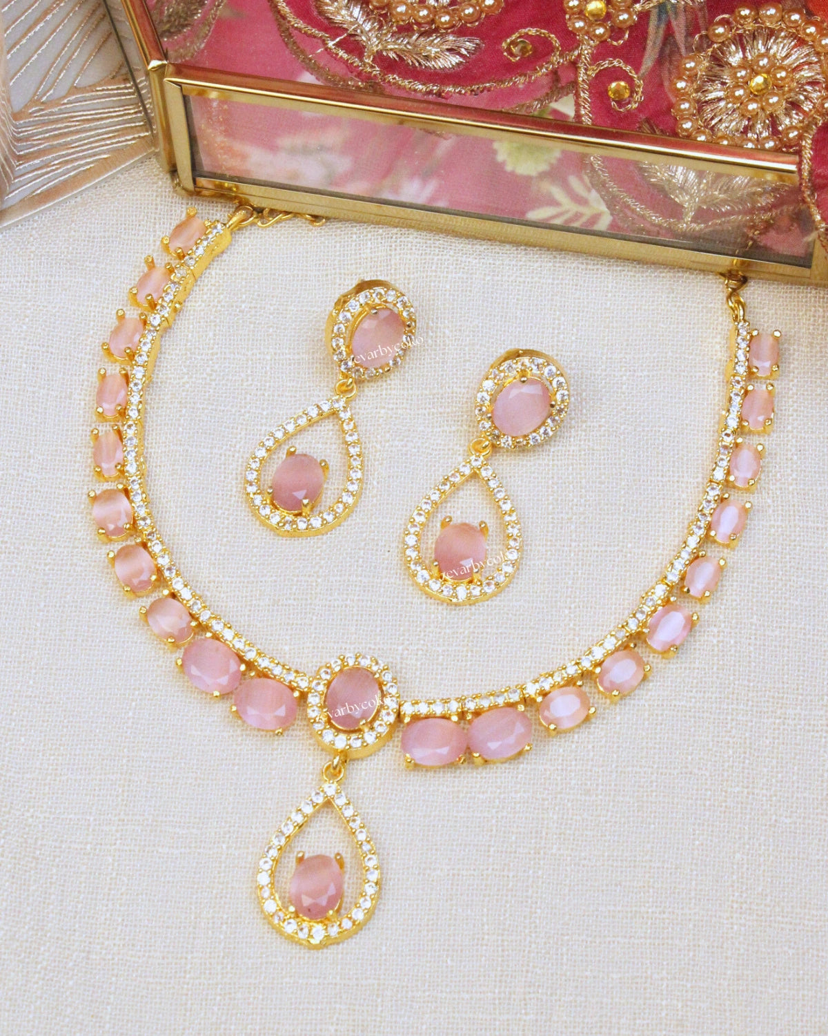 COKO's American Diamond Zircon Necklace set - Vanita