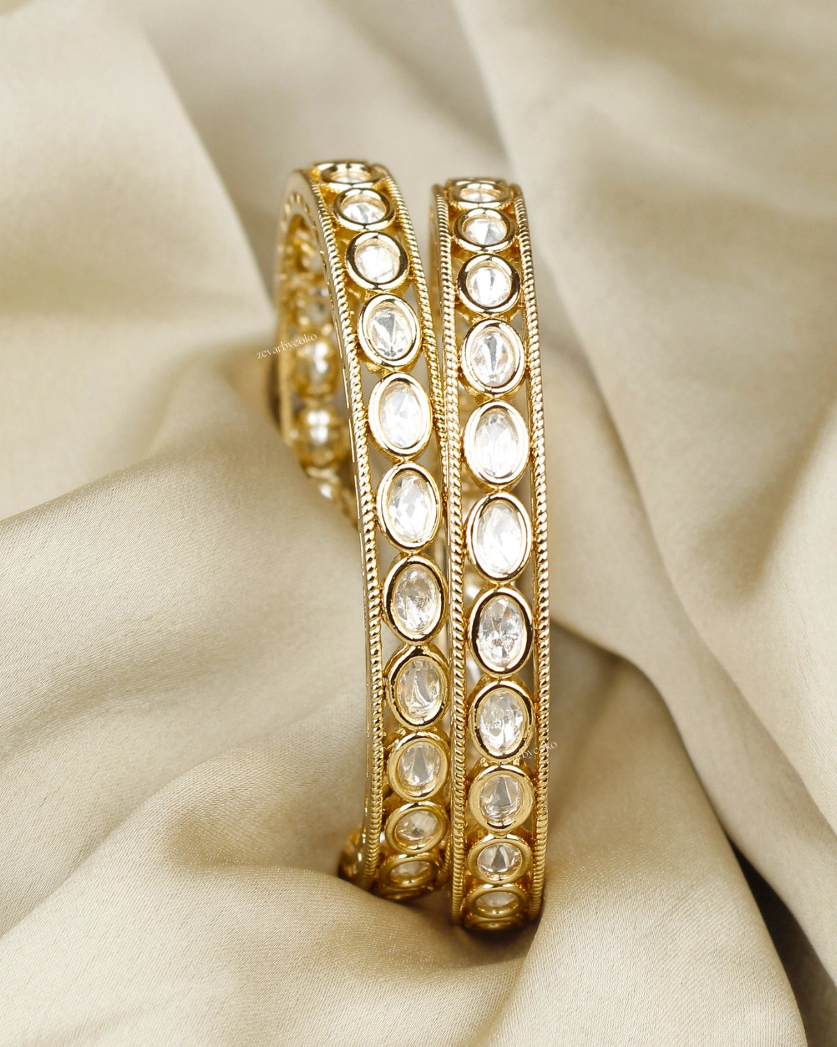COKO's Moissanite Polki Bangles Set of 2 Mita