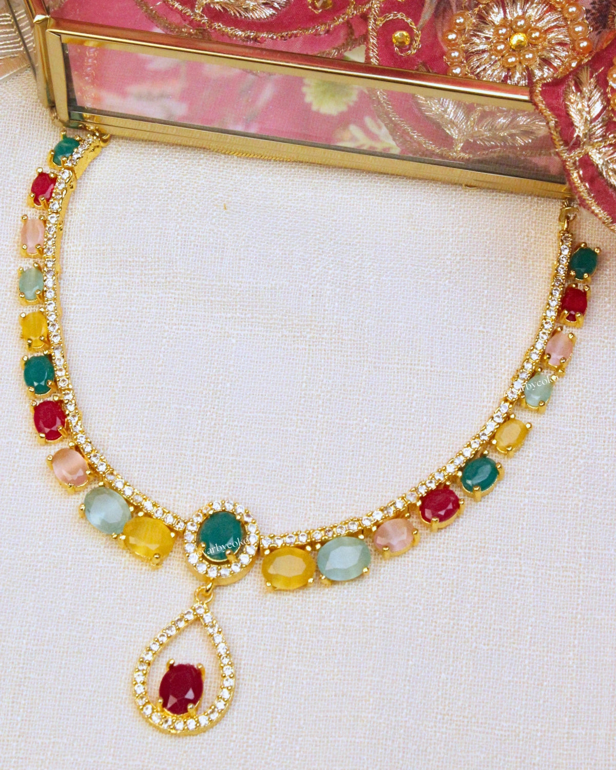 COKO's American Diamond Zircon Necklace set - Vanita