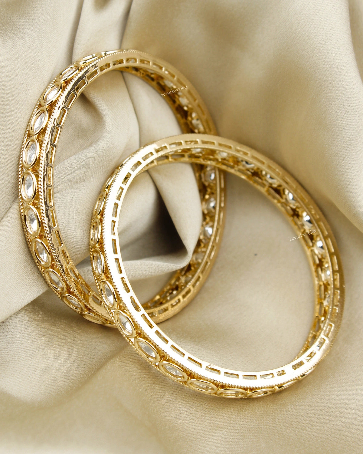 COKO's Moissanite Polki Bangles Set of 2 Mita