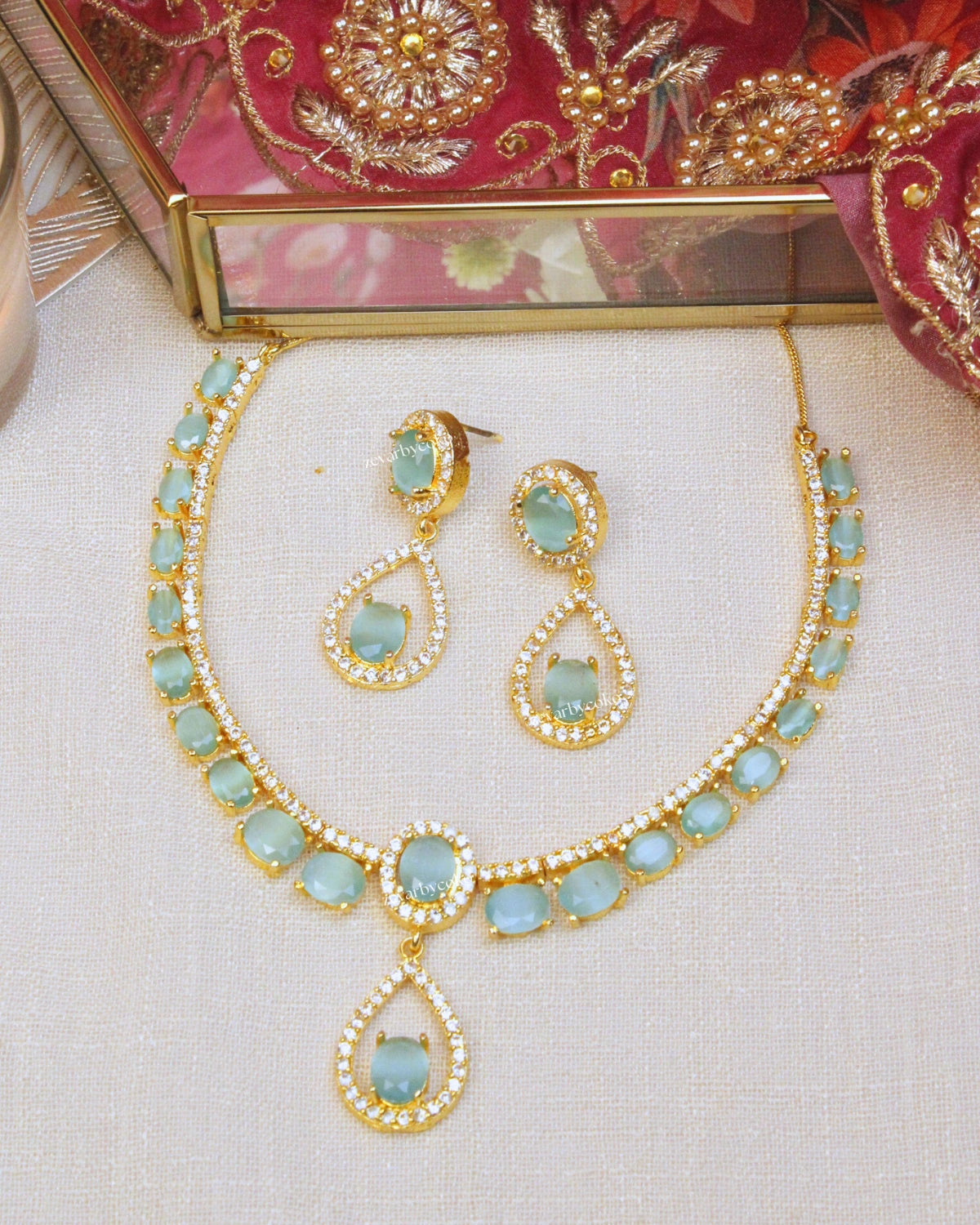 COKO's American Diamond Zircon Necklace set - Vanita