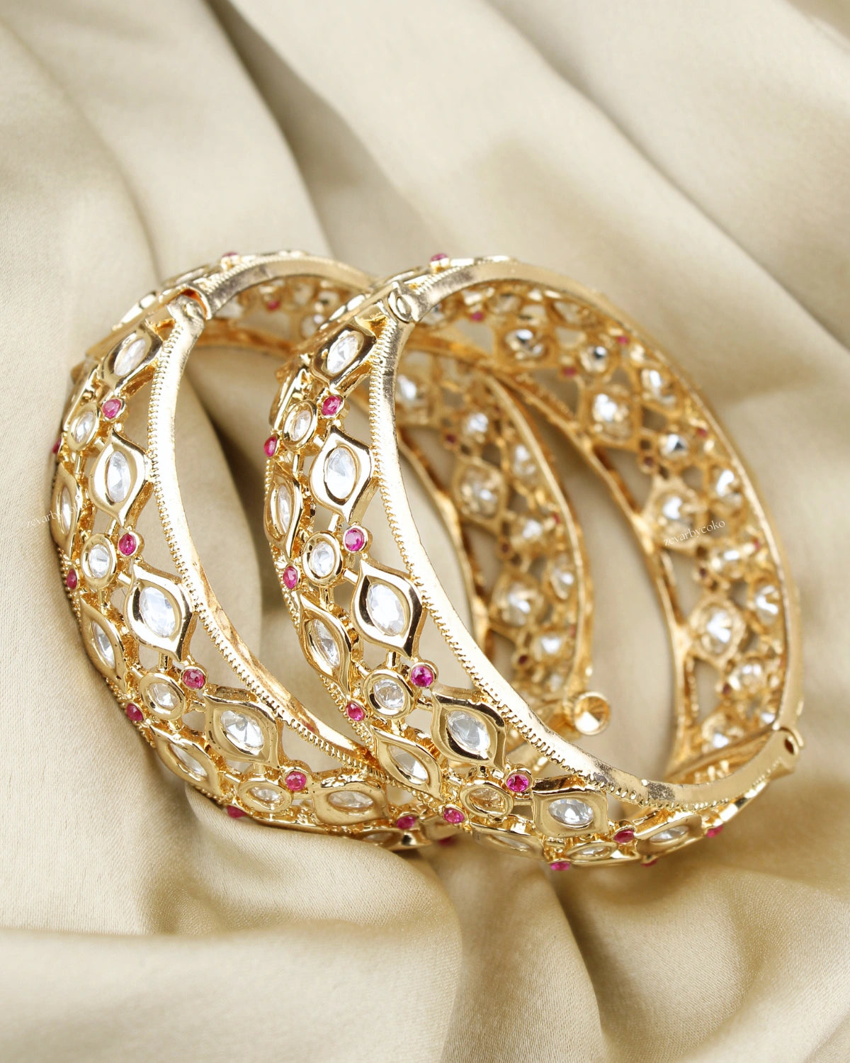 COKO's Moissanite Kundan Openable Bangles Set of 2- Mihika