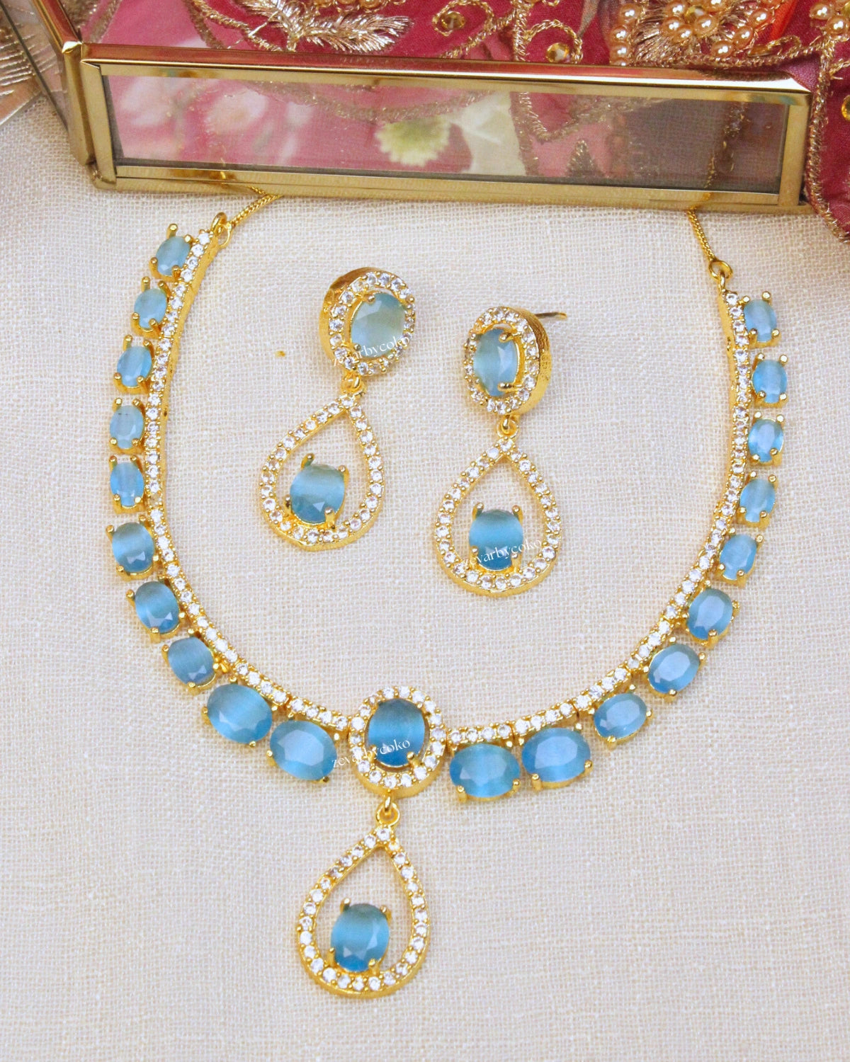 COKO's American Diamond Zircon Necklace set - Vanita