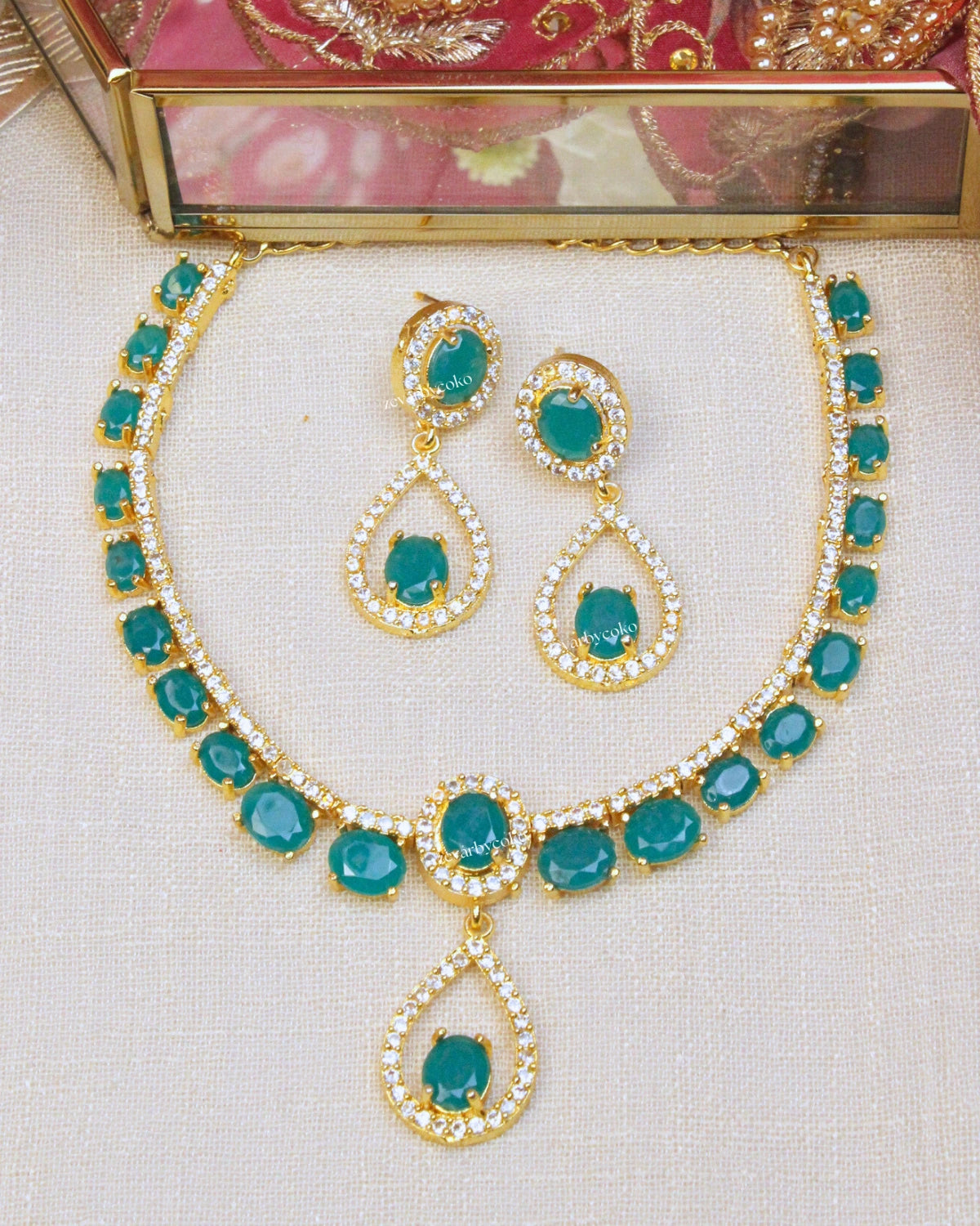 COKO's American Diamond Zircon Necklace set - Vanita
