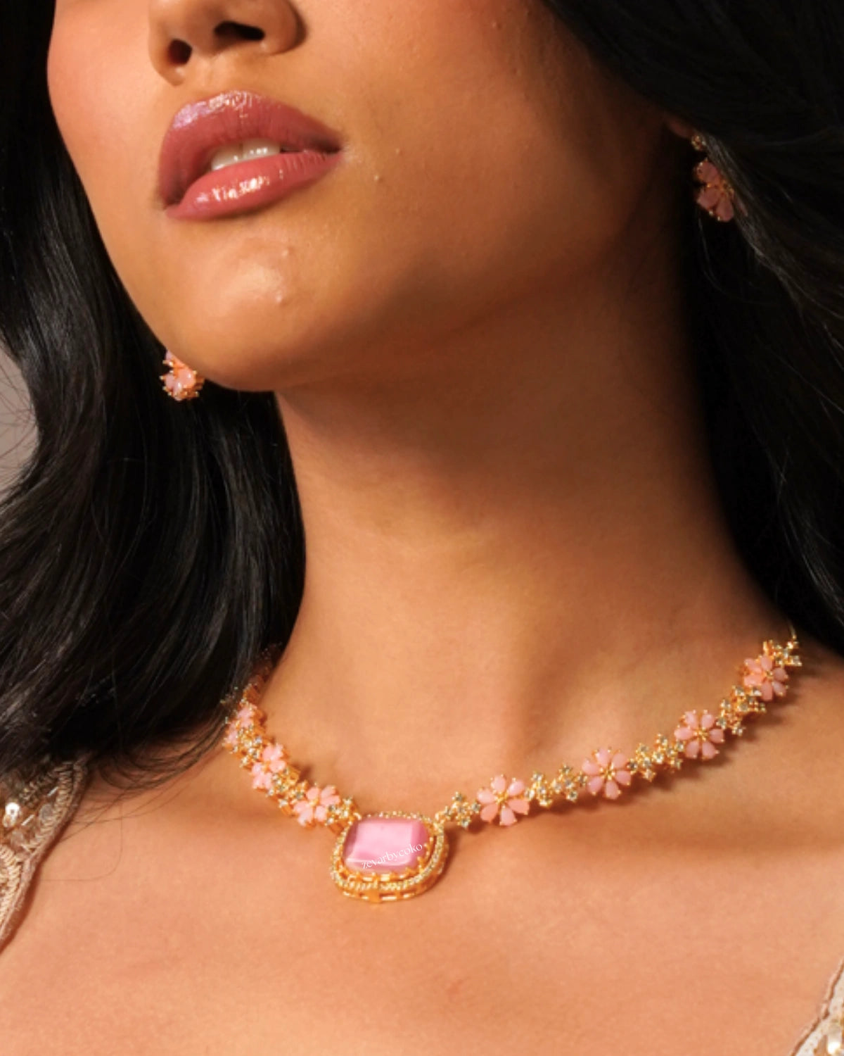 COKO's American Diamond Zircon Necklace set - Varalika