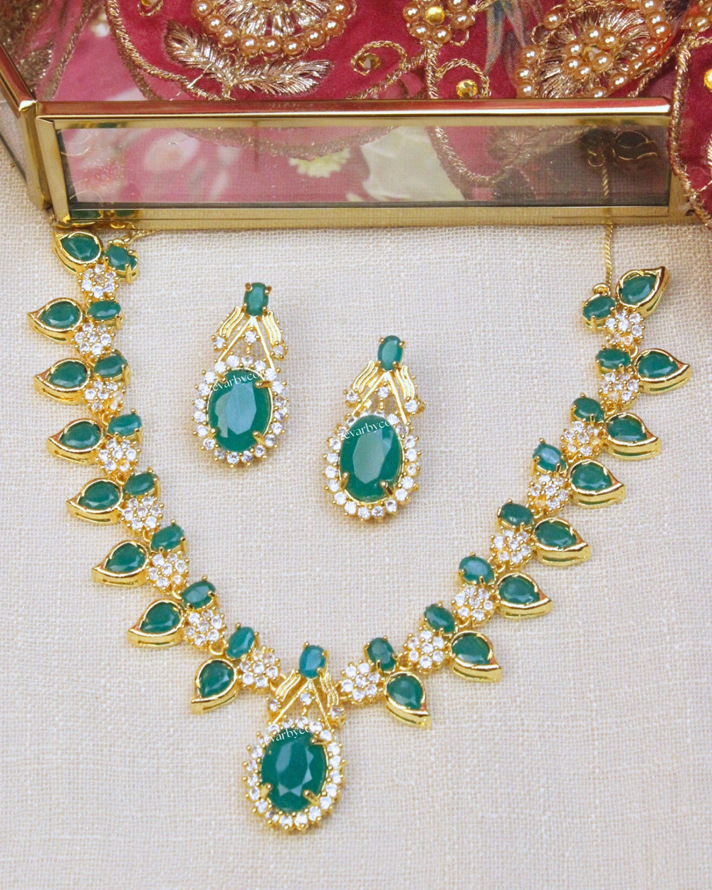 COKO's American Diamond Zircon Necklace set - Vasundhara