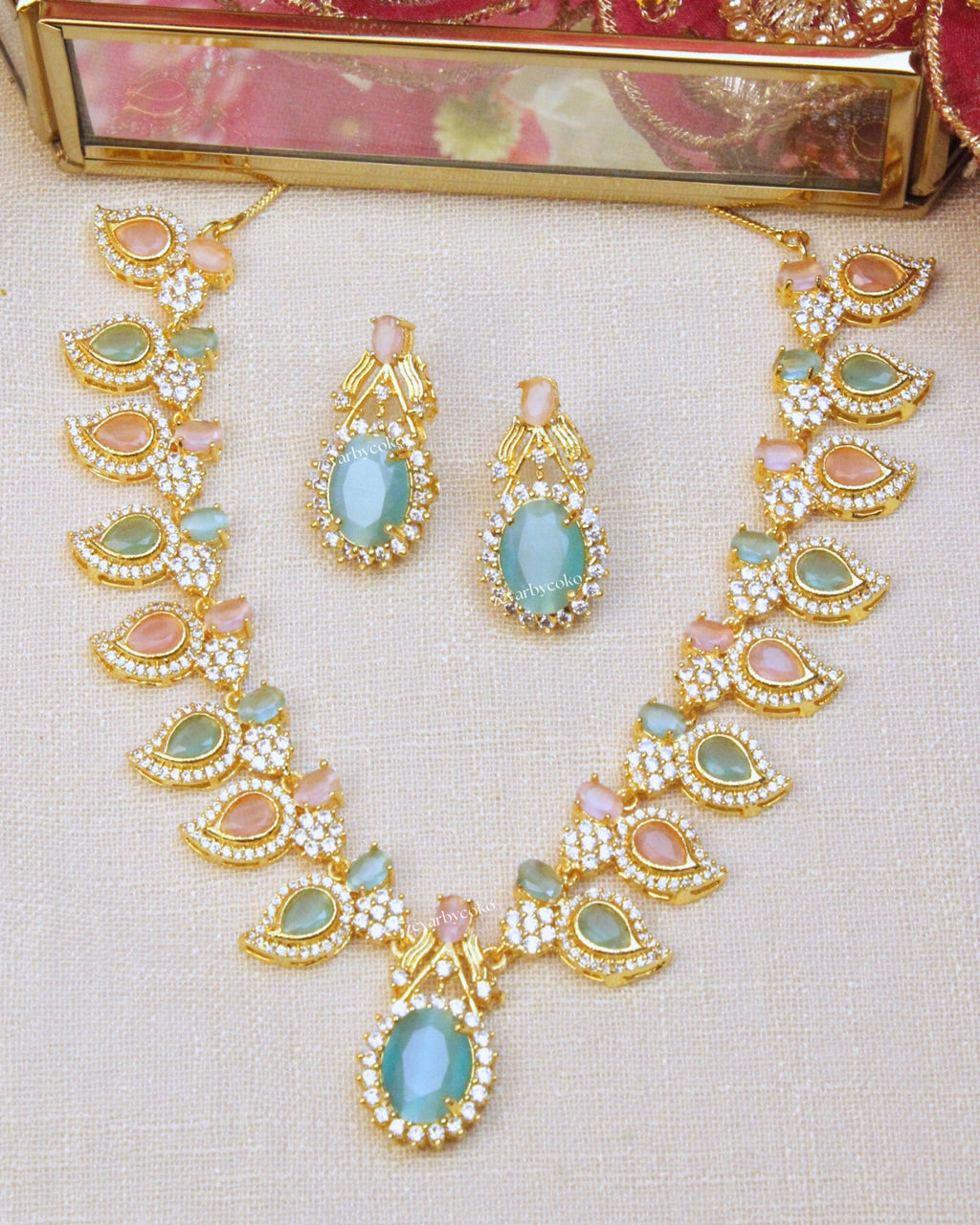 COKO's American Diamond Zircon Necklace set - Vasundhara