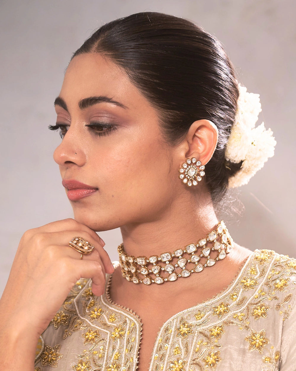 COKO's Polki Choker Necklace Set- Opalika