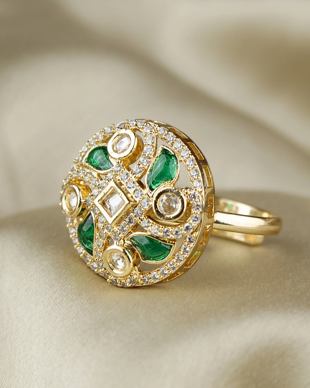 COKO's Kundan Polki Adjustable Ring-Rubina