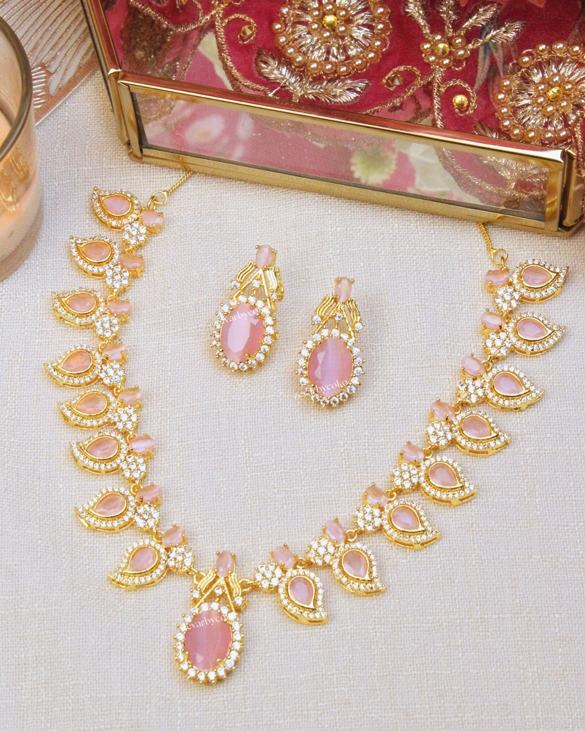 COKO's American Diamond Zircon Necklace set - Vasundhara