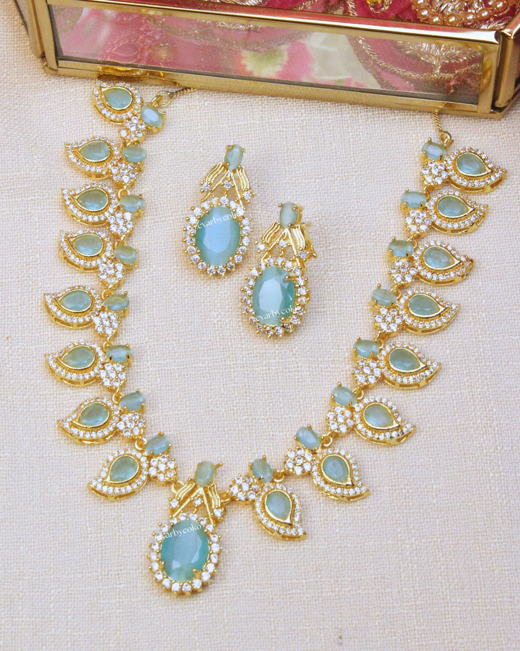 COKO's American Diamond Zircon Necklace set - Vasundhara