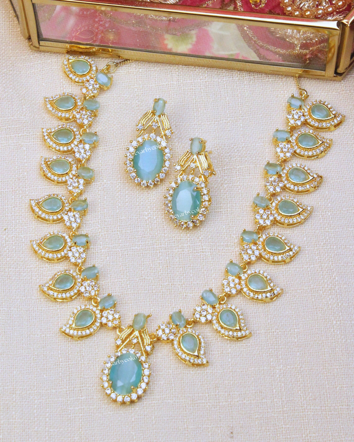 COKO's American Diamond Zircon Necklace set - Vasundhara