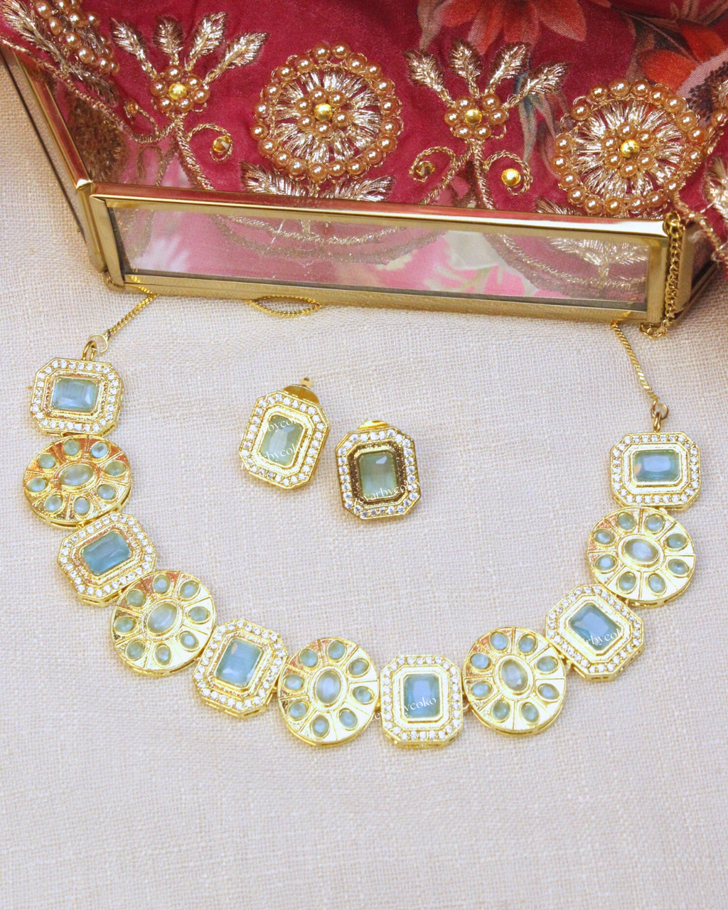 COKO's American Diamond Zircon Necklace set - Vasavi