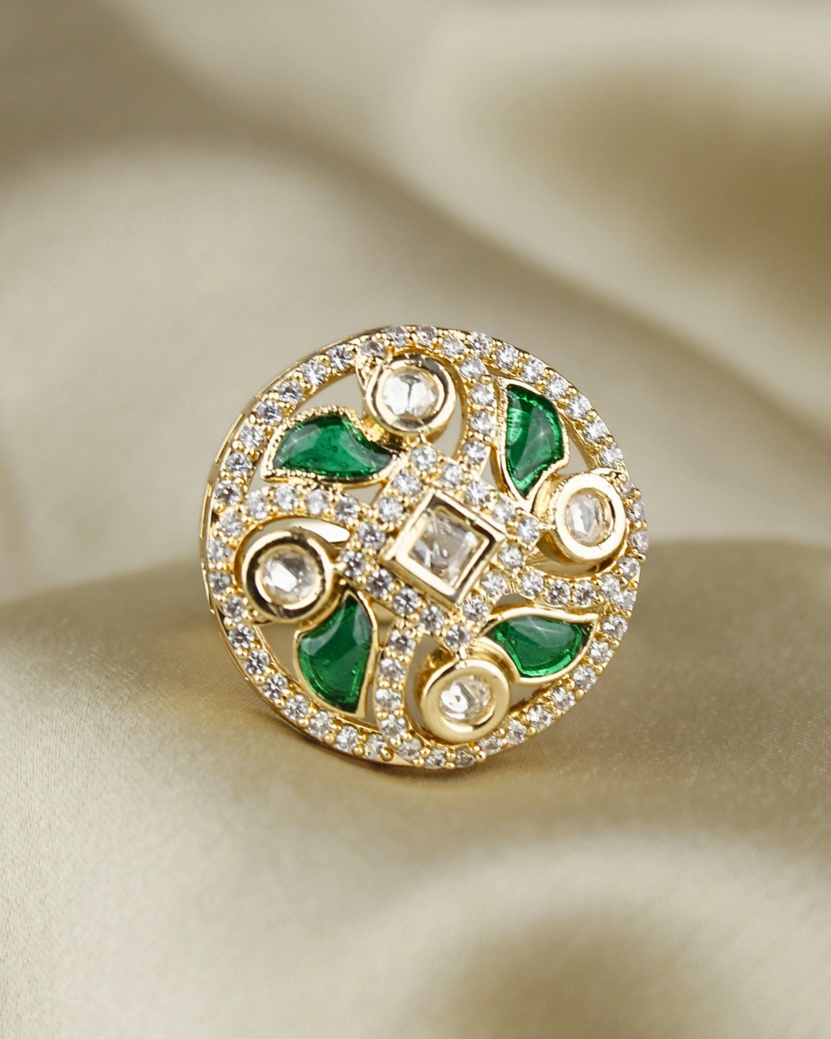 COKO's Kundan Polki Adjustable Ring-Rubina