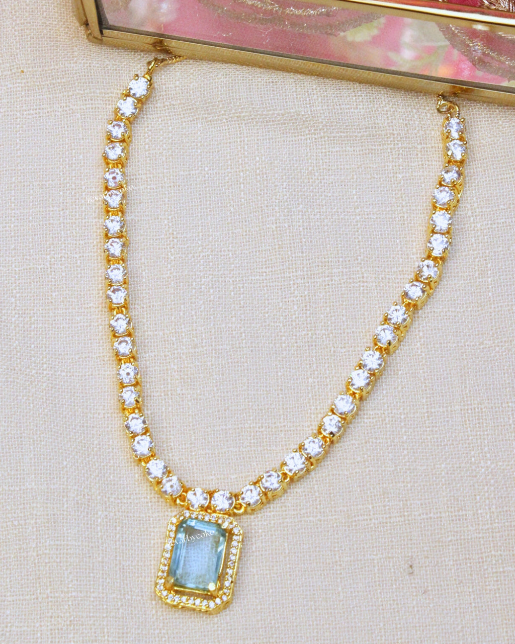 COKO's American Diamond Zircon Necklace set - Vasudha