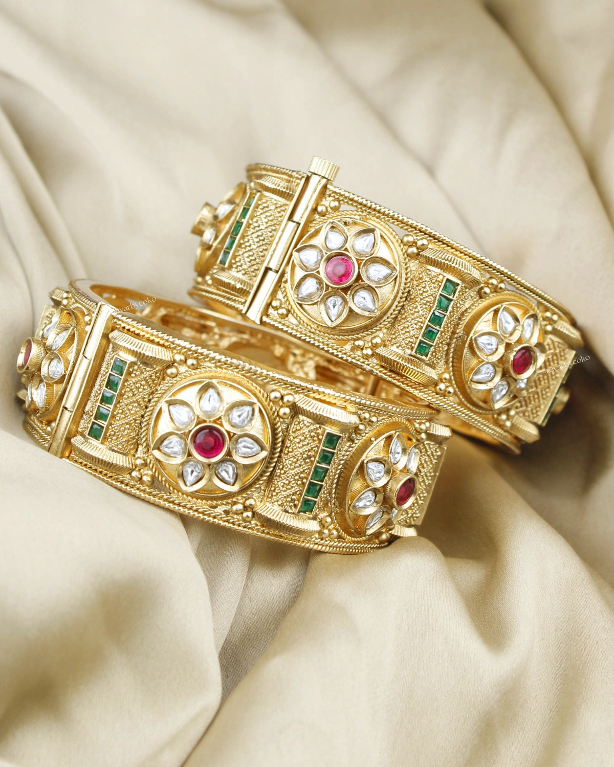 COKO's Heritage Openable Bangles Set of 2- Maina