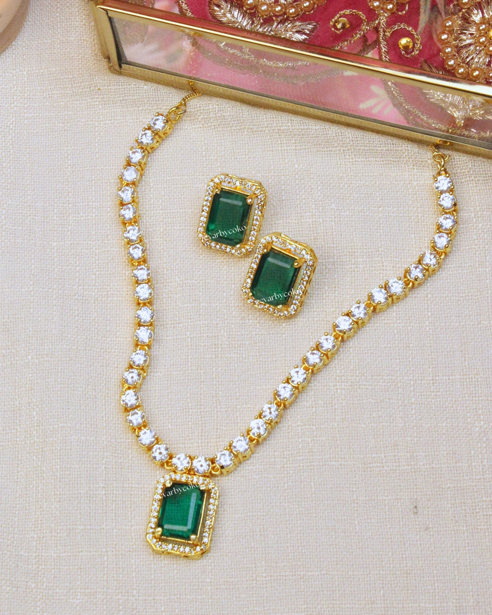 COKO's American Diamond Zircon Necklace set - Vasudha