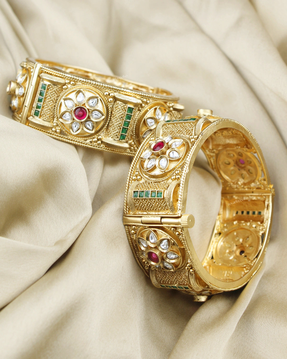 COKO's Heritage Openable Bangles Set of 2- Maina