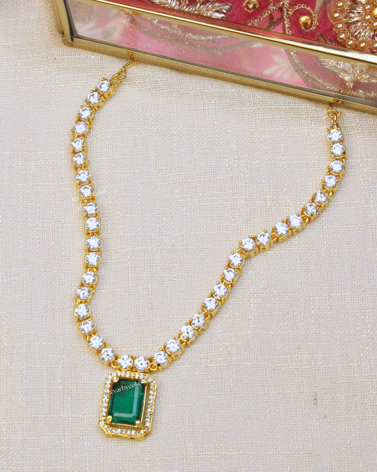 COKO's American Diamond Zircon Necklace set - Vasudha