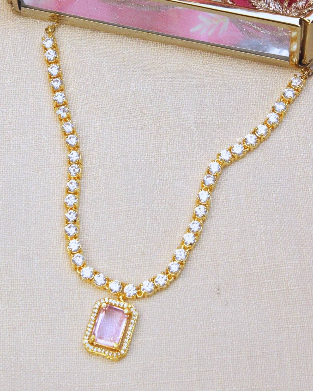 COKO's American Diamond Zircon Necklace set - Vasudha
