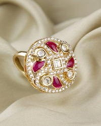 COKO's Kundan Polki Adjustable Ring-Rubina