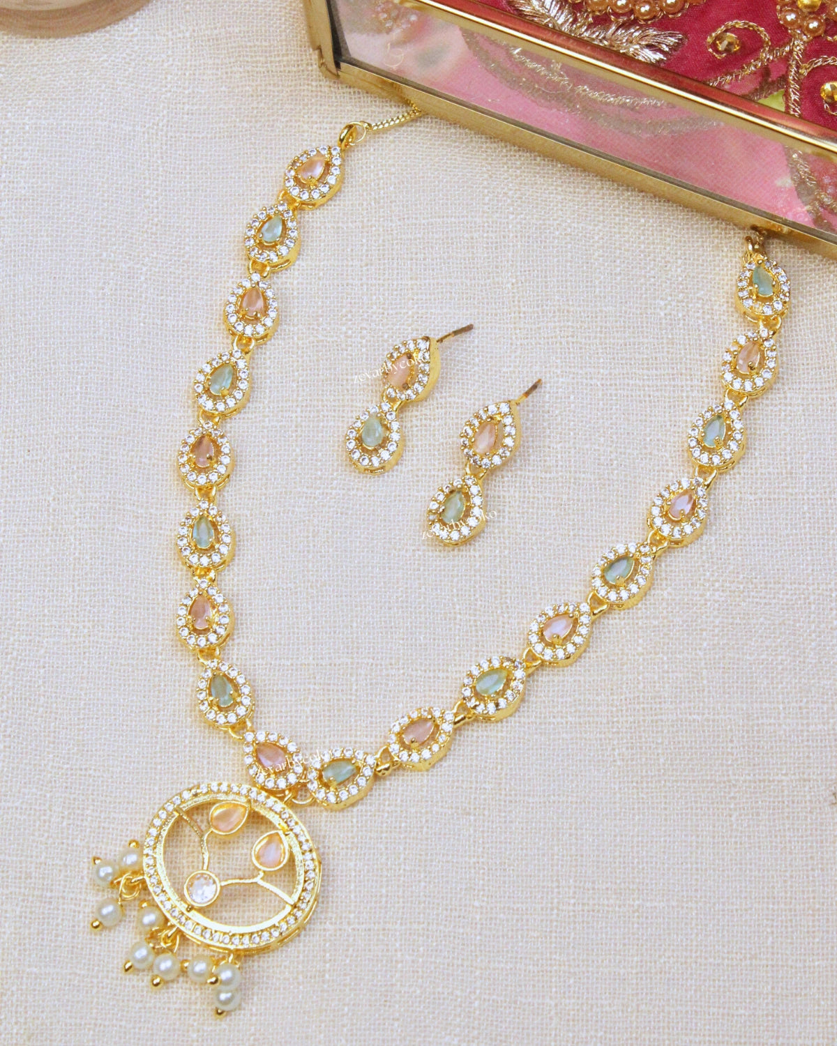 COKO's American Diamond Zircon Necklace set - Vedah
