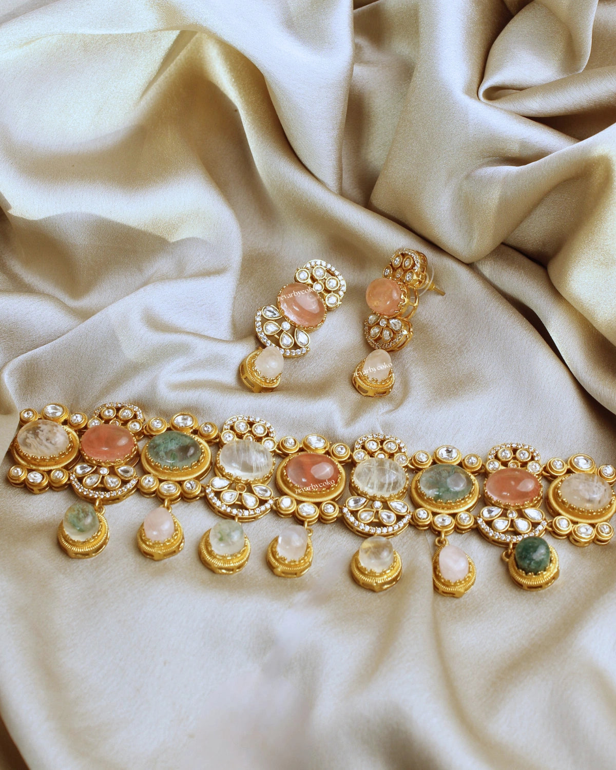 COKO's Sabya Inspired Navratna Necklace Set - Niharika