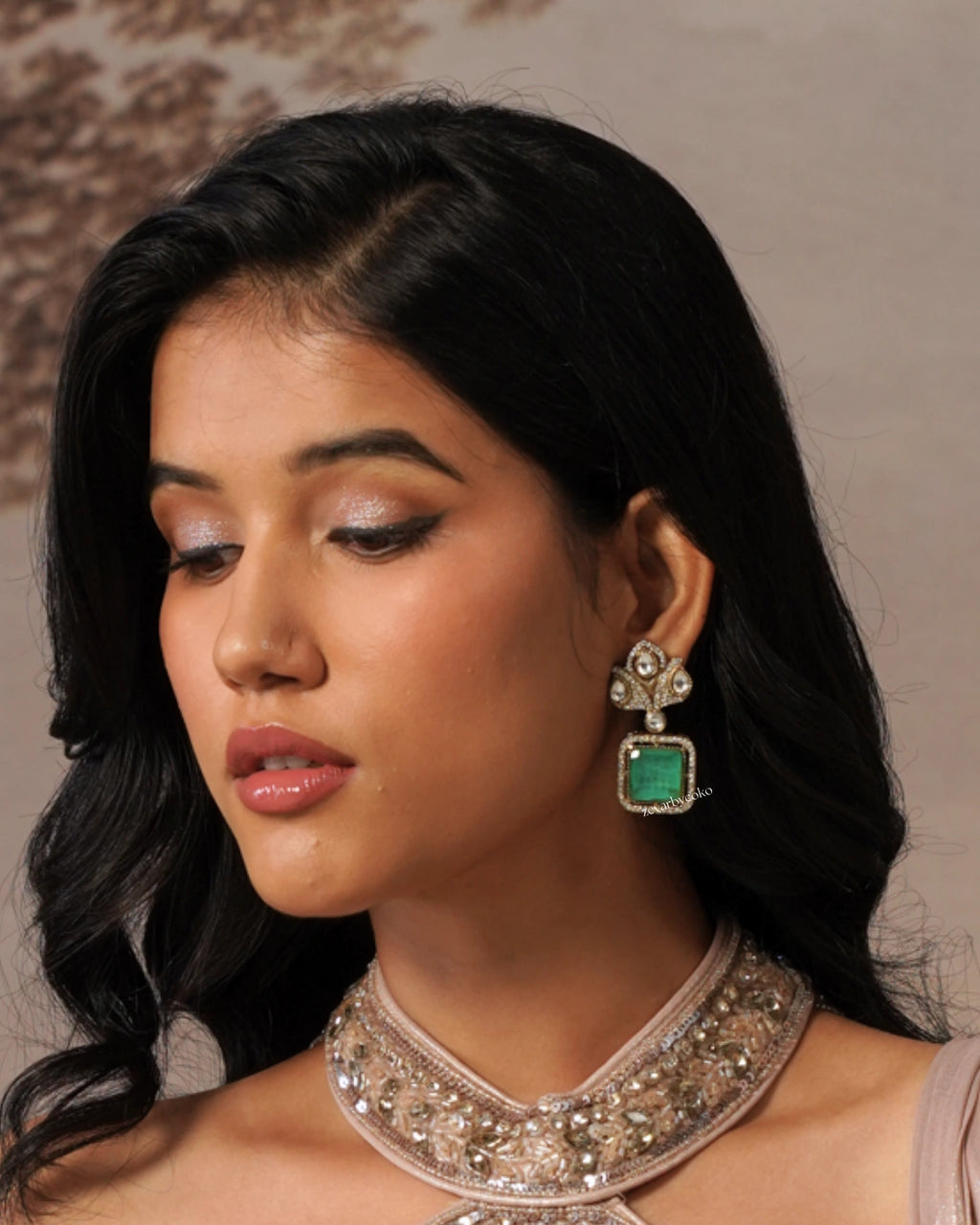 COKO's Sabya Inspired Doublet Stone Choker Necklace Set - Rithyana