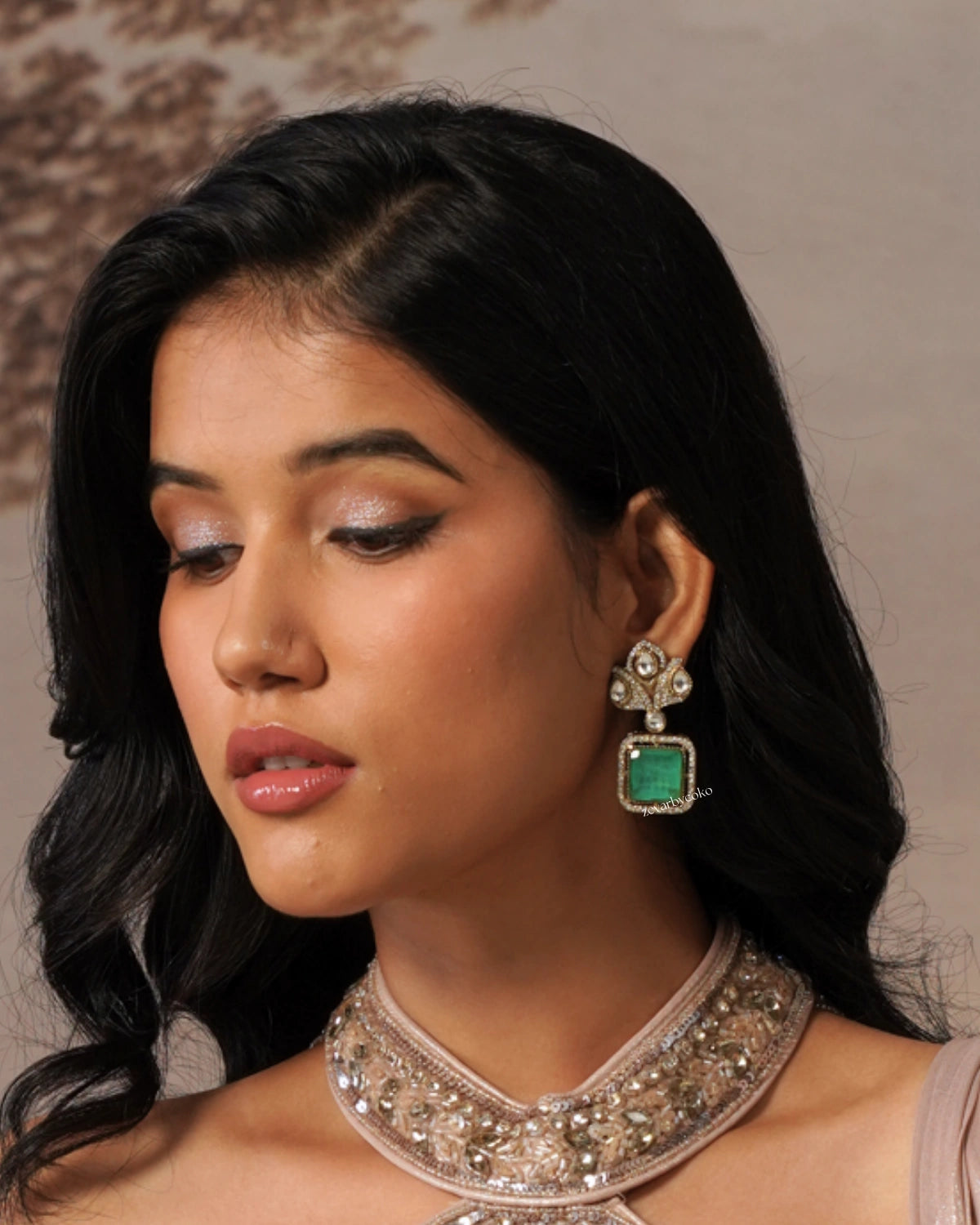 COKO's Sabya Inspired Doublet Stone Choker Necklace Set - Rithyana