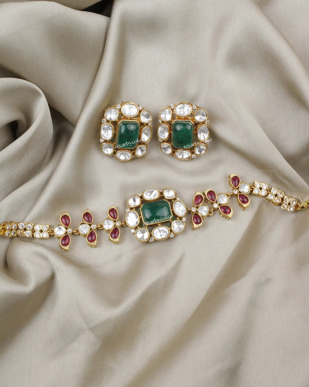 COKO's Sabya Inspired Navratna Necklace Set - Naira