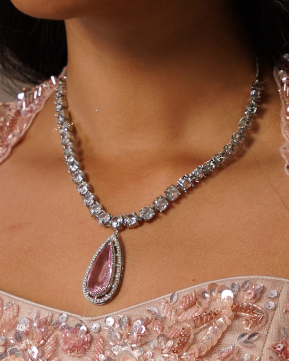 COKO's American Diamond Zircon Necklace set - Vamika