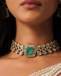 COKO's Sabya Inspired Doublet Stone Choker Necklace Set - Rithyana
