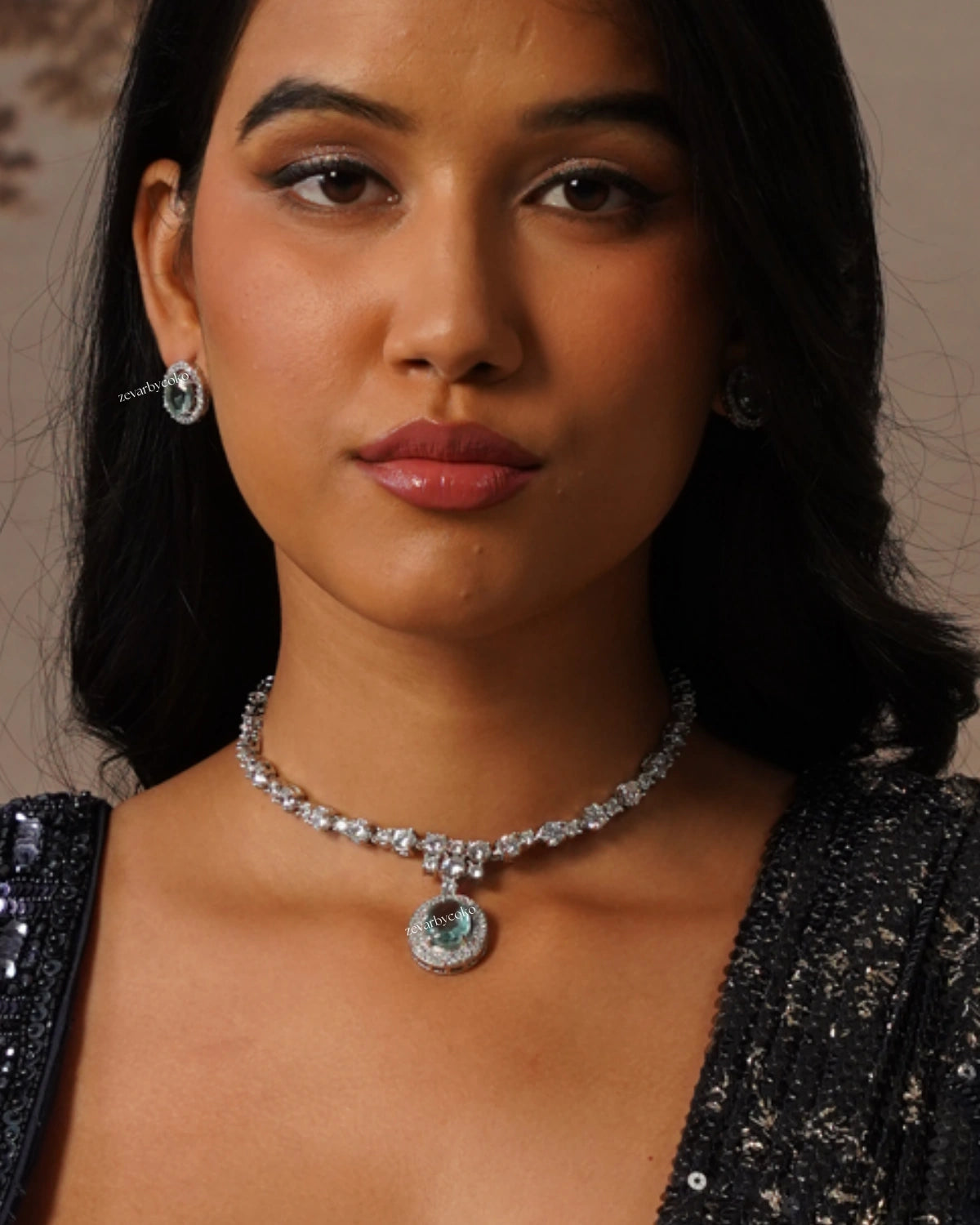 COKO's American Diamond Zircon Necklace set - Virusha