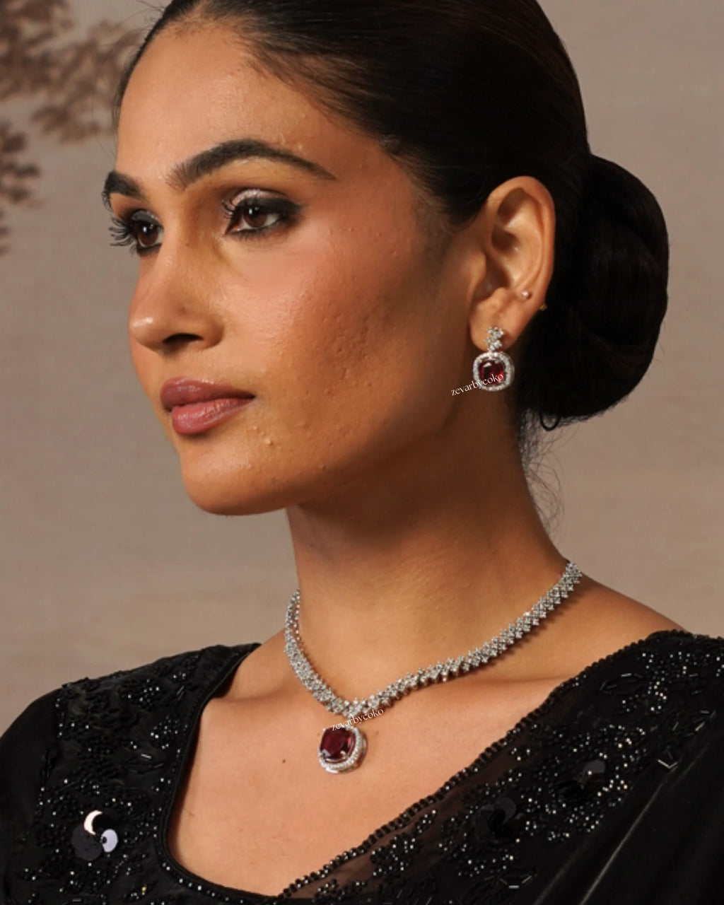 COKO's American Diamond Zircon Necklace set - Vaani