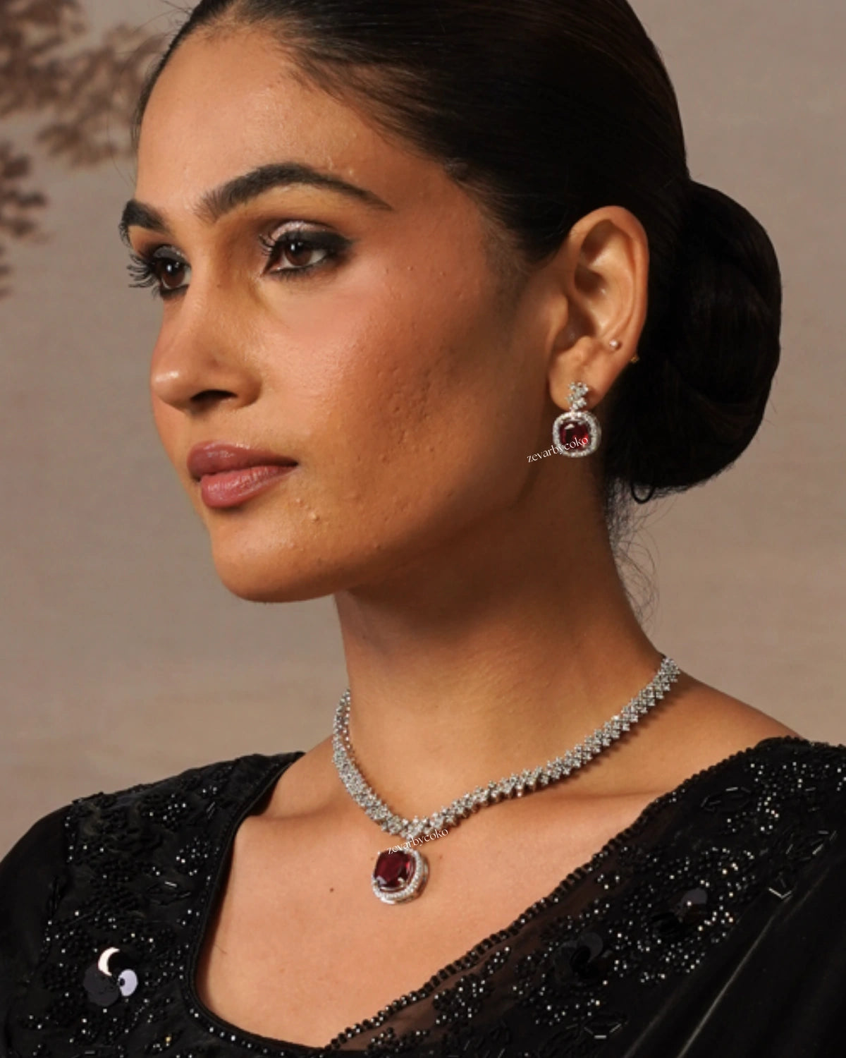 COKO's American Diamond Zircon Necklace set - Vaani