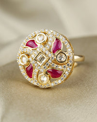 COKO's Kundan Polki Adjustable Ring-Rubina