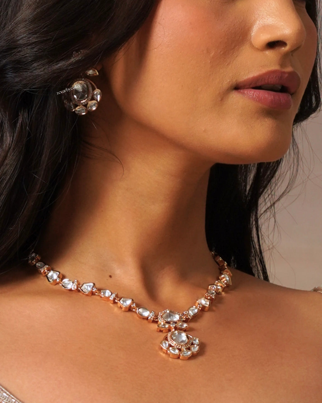 COKO's Carat Moissanite Polki Necklace Set- Namya
