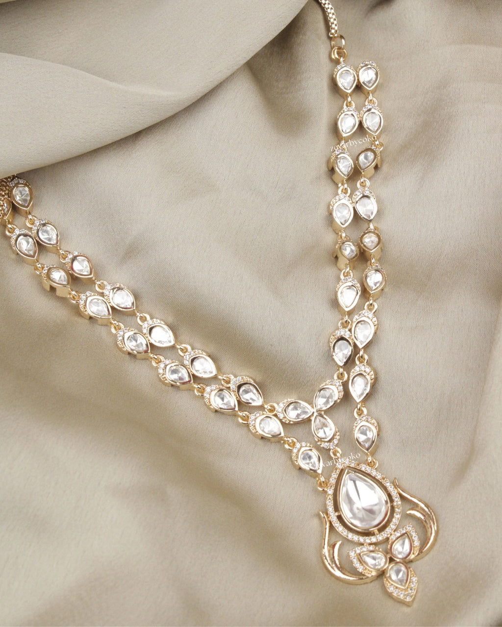 COKO's Carat Moissanite Polki Necklace Set- Nimisha