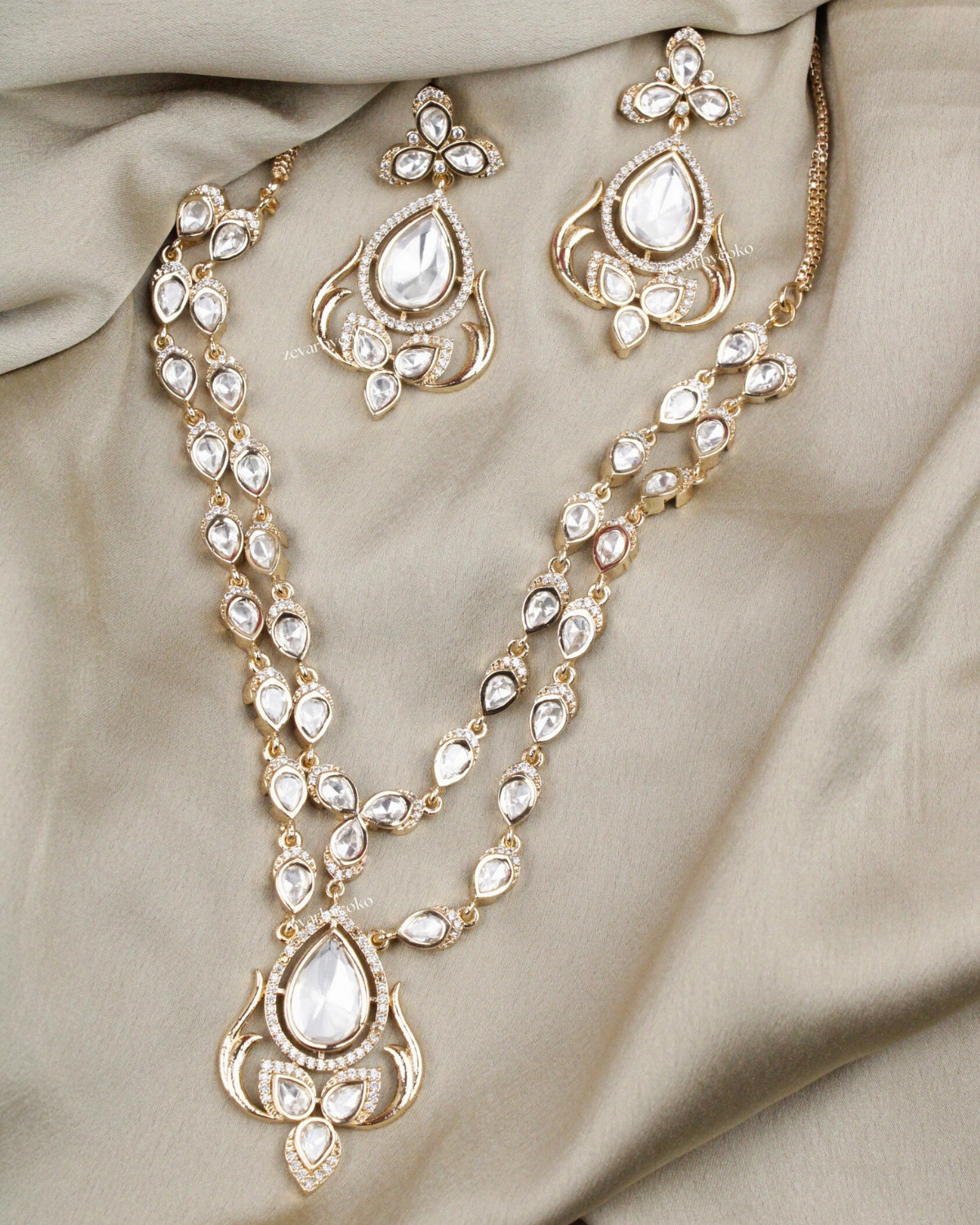 COKO's Carat Moissanite Polki Necklace Set- Nimisha