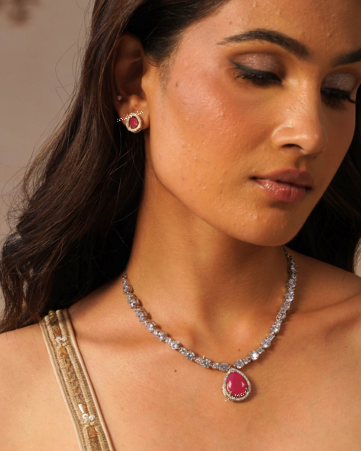 COKO's American Diamond Zircon Necklace set - Vagisha