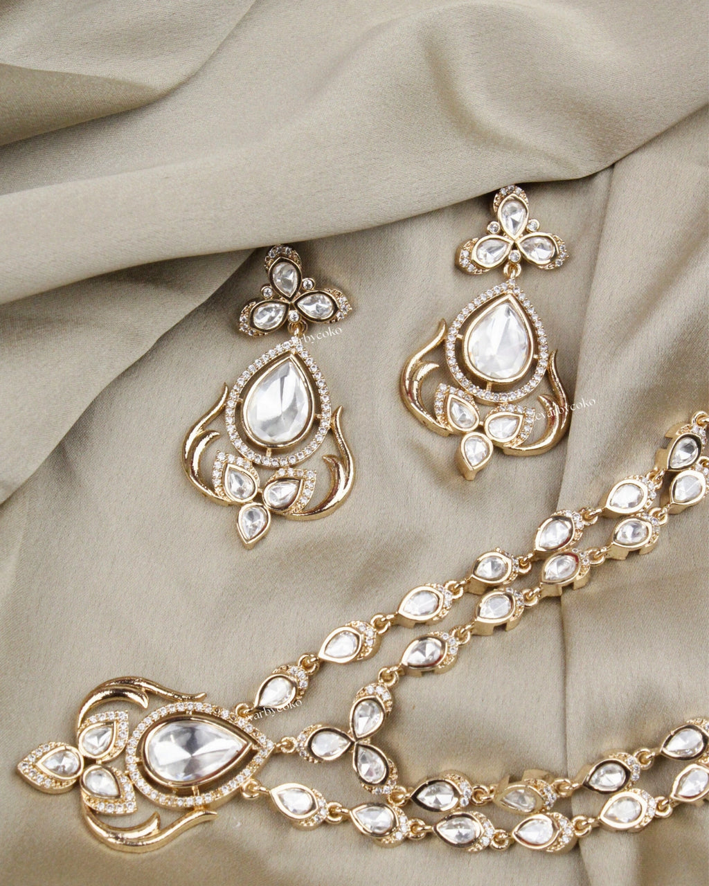 COKO's Carat Moissanite Polki Necklace Set- Nimisha