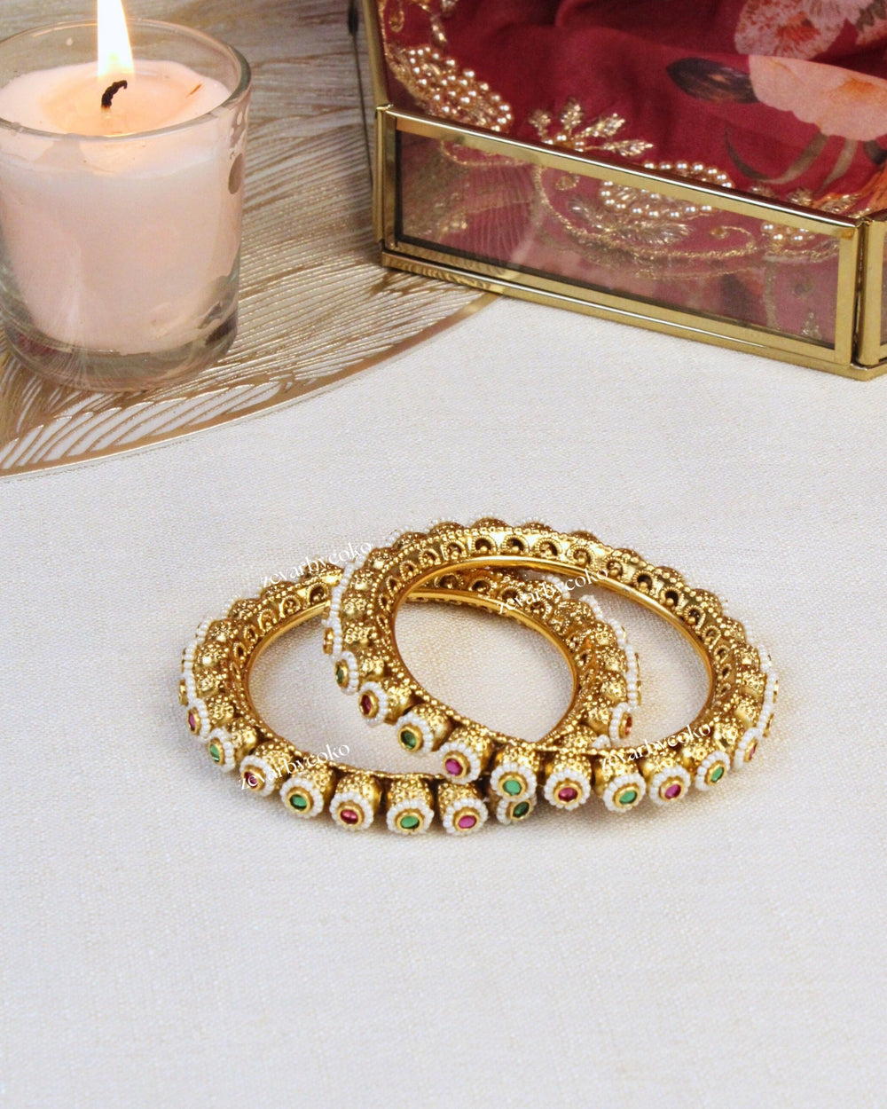 COKO's Heritage Openable Bangles Set of 2- Megha