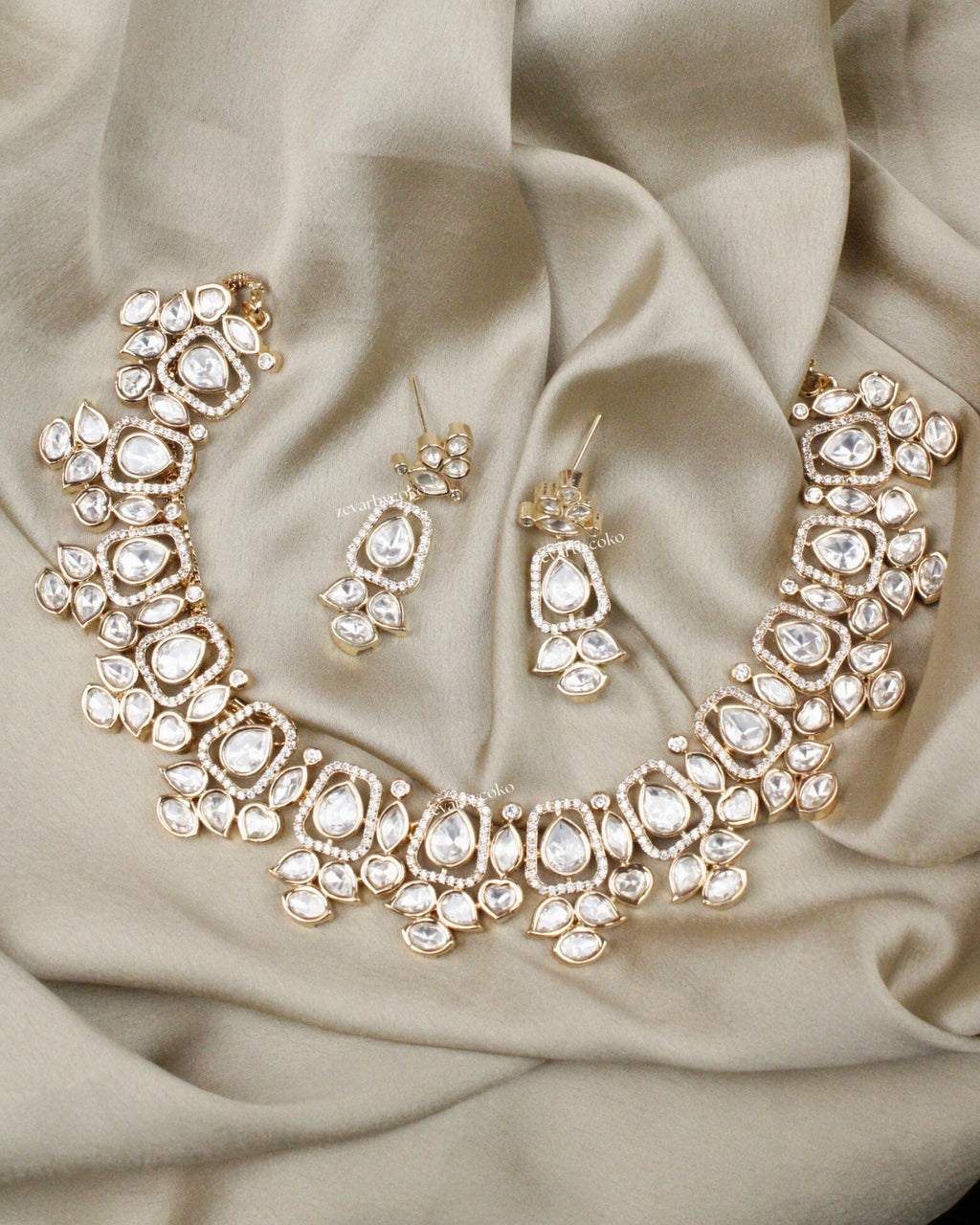 COKO's Carat Moissanite Polki Necklace Set- Niva